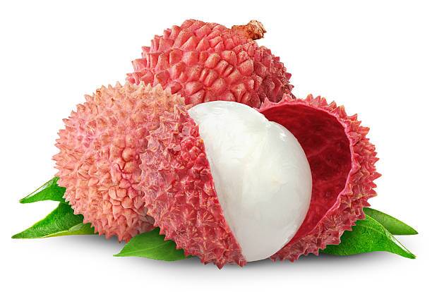 Fresh lychee fruits isolated on white.